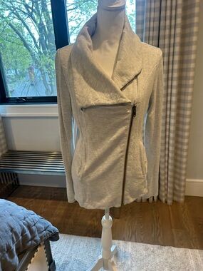 Helmut Lang Light Gray Asymmetrical Zip Shawl Collar Sweatshirt
